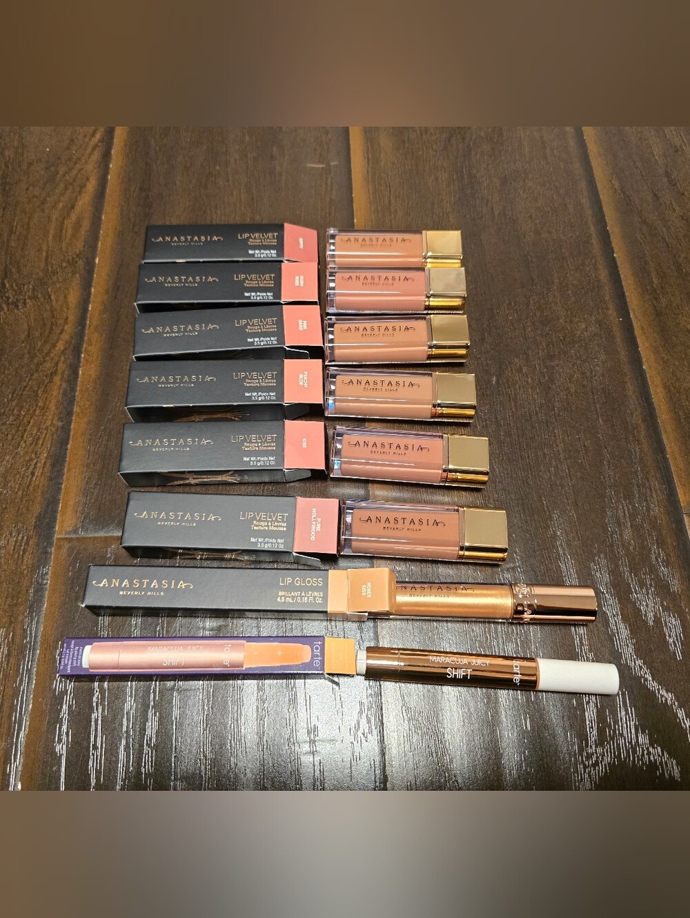 Anastasia Beverly Hills Lip Velvet Lip Gloss Set Tarte Juicy Lip Nude Kiss Rose